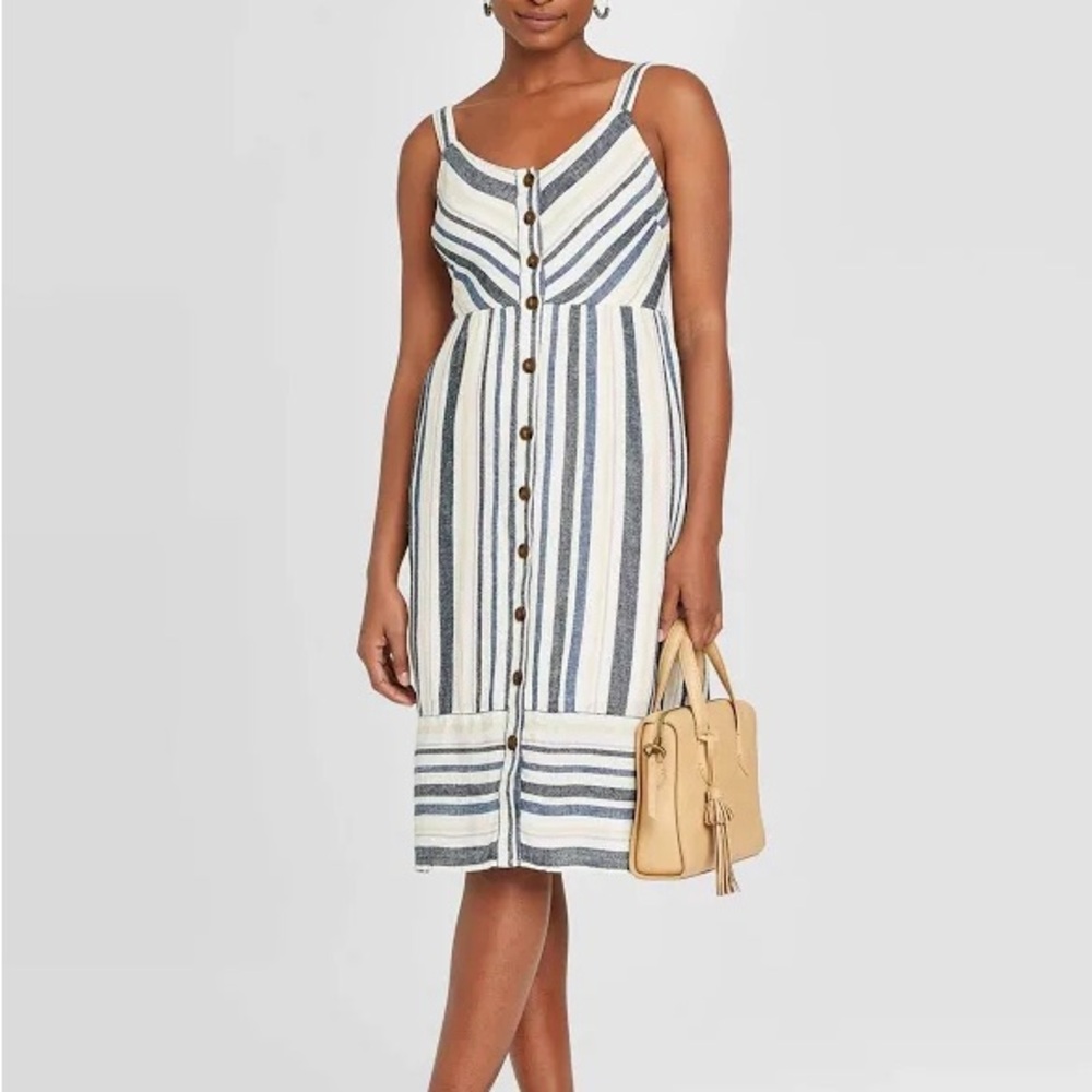 Universal Thread Striped Button-Down Maxi Dress